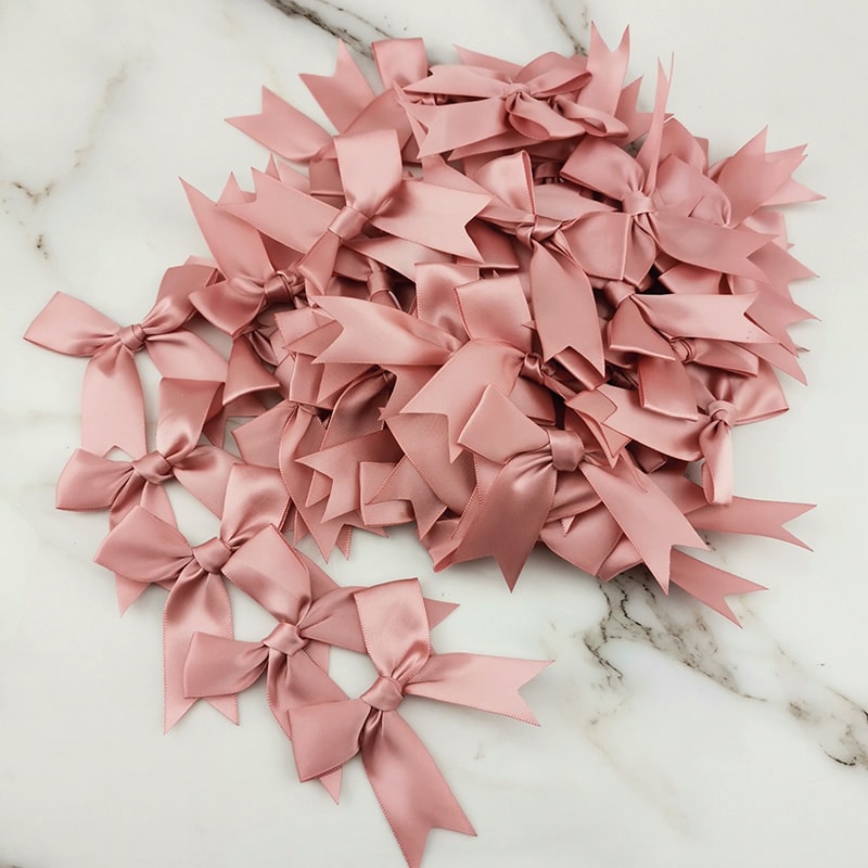 Fresh Pink Satin Ribbon Bow For Craft Party Decoration DIY Flower Embellishment 2