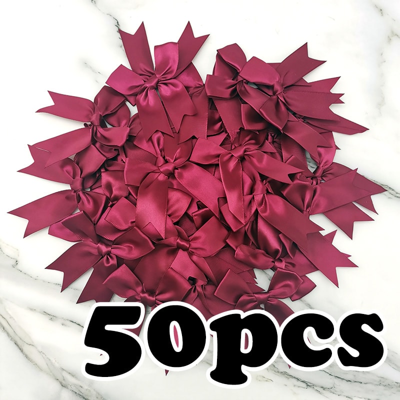 Fresh Pink Satin Ribbon Bow For Craft Party Decoration DIY Flower Embellishment 9