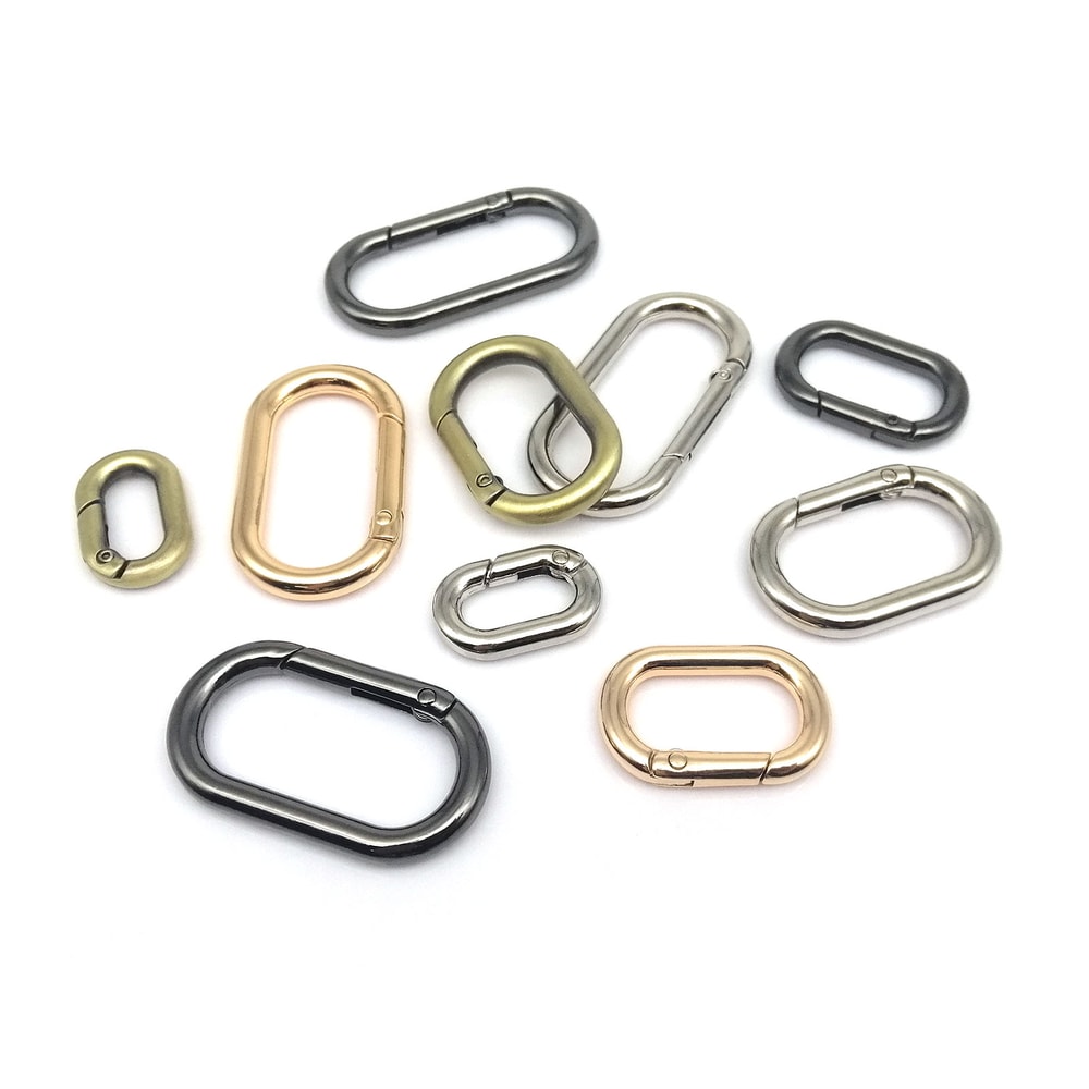 Oval Spring ORing Clasp Premium Leather Bag Connector Keychain Carabiner Snap Clasp For Bags Keys A 2