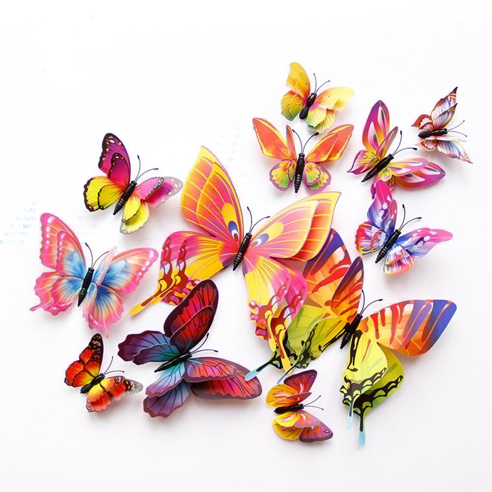 3D Butterfly Wall Stickers Double Layer Magnetic Decor For Home Weddings Fridges 0