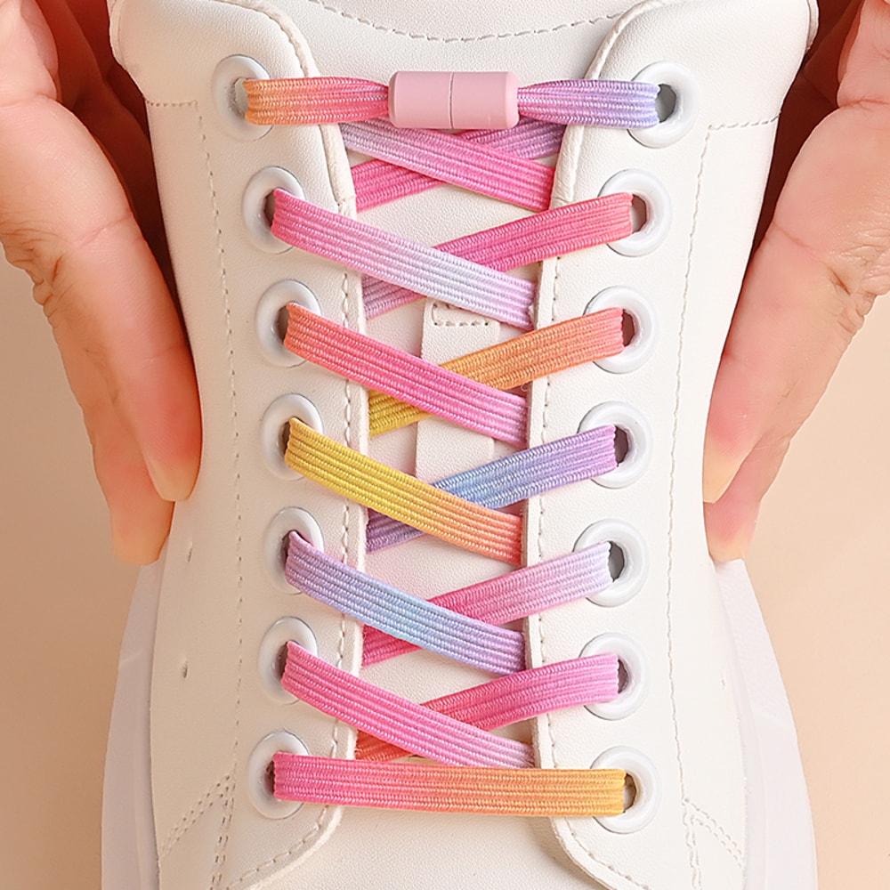 No Tie Elastic Shoelaces With Colorful Pearl Buckle Perfect For Kids Adults 1