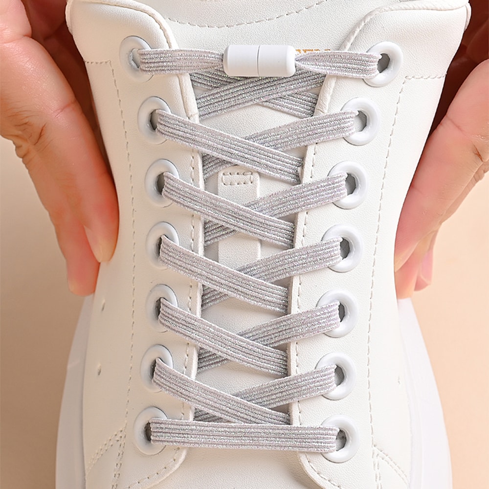 No Tie Elastic Shoelaces With Colorful Pearl Buckle Perfect For Kids Adults 11