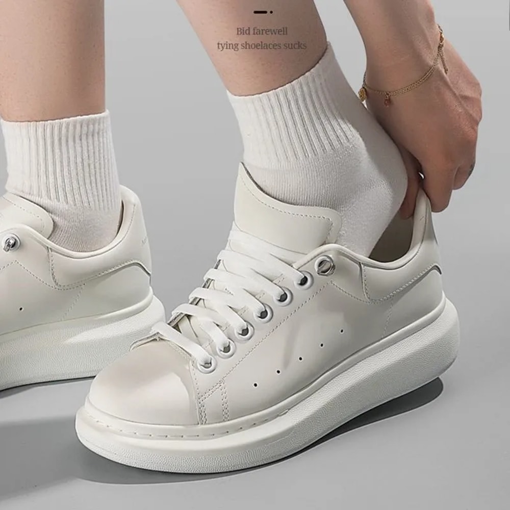 Flat Elastic NoTie Shoelaces For Sneakers Quick Easy Shoelace Clips For Kids Adults 1