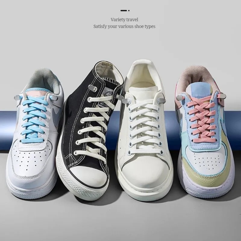 Flat Elastic NoTie Shoelaces For Sneakers Quick Easy Shoelace Clips For Kids Adults 2