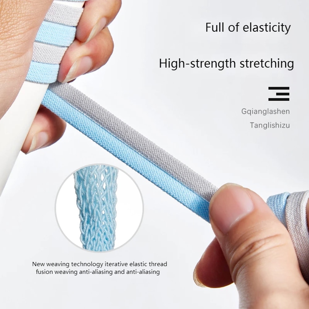 Flat Elastic NoTie Shoelaces For Sneakers Quick Easy Shoelace Clips For Kids Adults 3