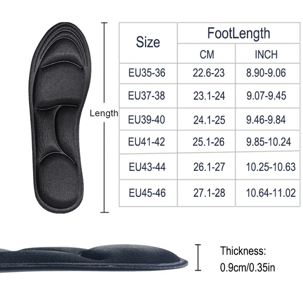 5D Massage Memory Foam Insoles For Comfort Cushioning Ideal For High Heels 5