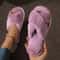 Fashionable Faux Fur Cross Strap Slippers For Women Plush Indoor Home Slides With Flat Heel 8