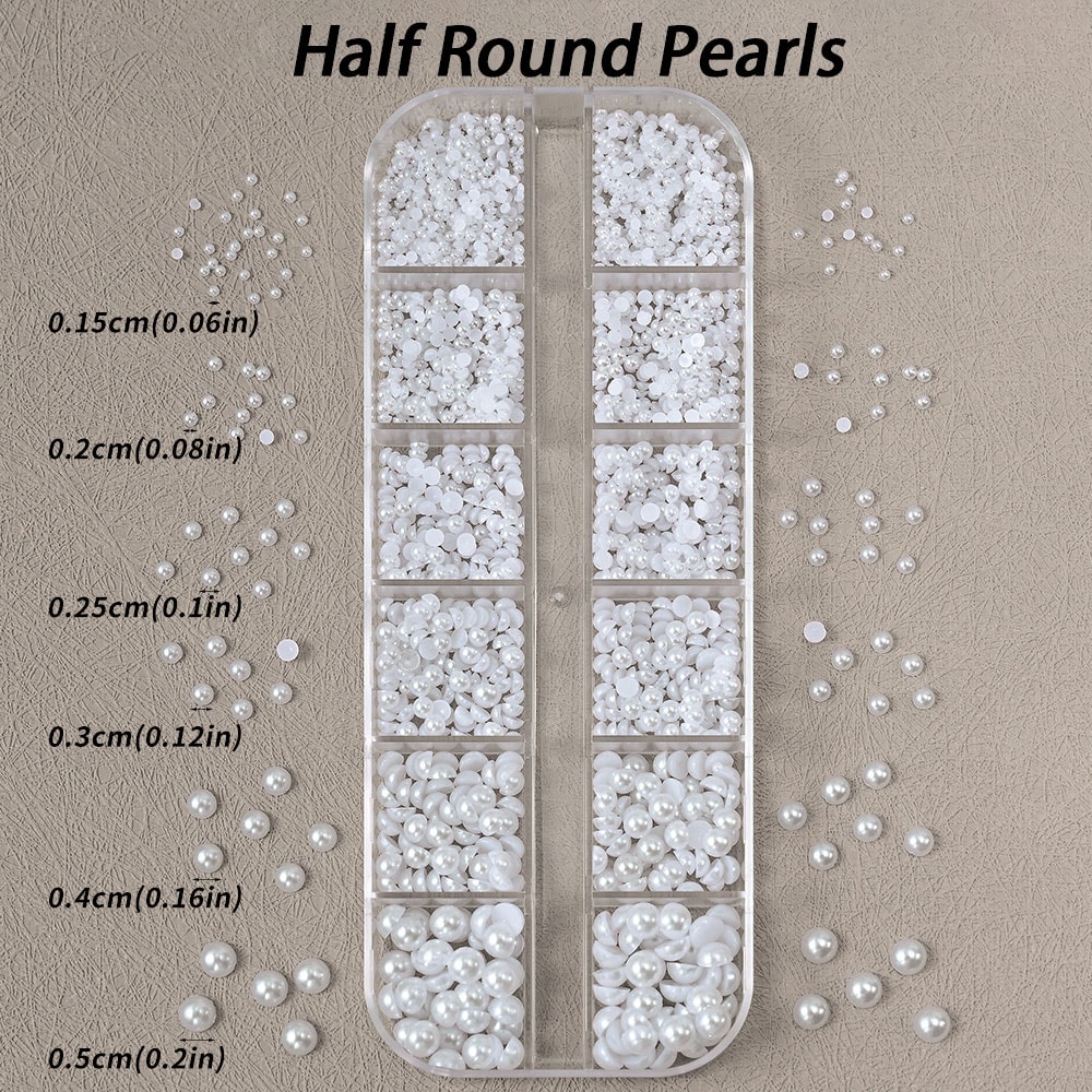 Flatback Pearls Beads 3D Nail Charms Half Round Rhinestones For Nail Art Jewelry Craft 2