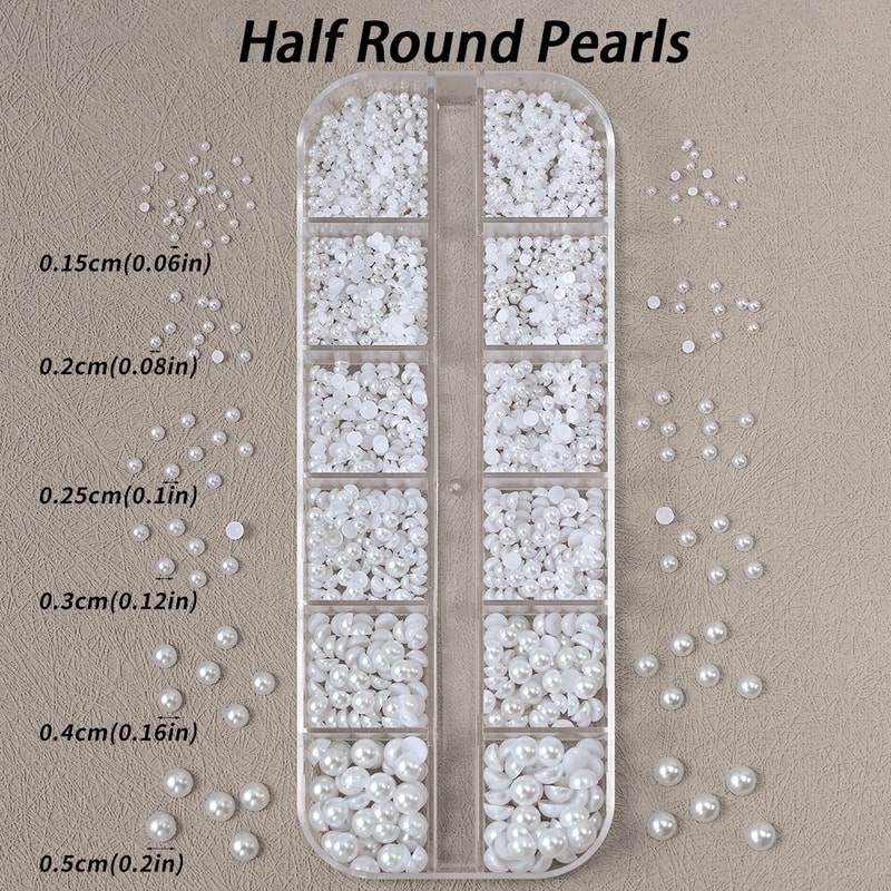 Flatback Pearls Beads 3D Nail Charms Half Round Rhinestones For Nail Art Jewelry Craft 2