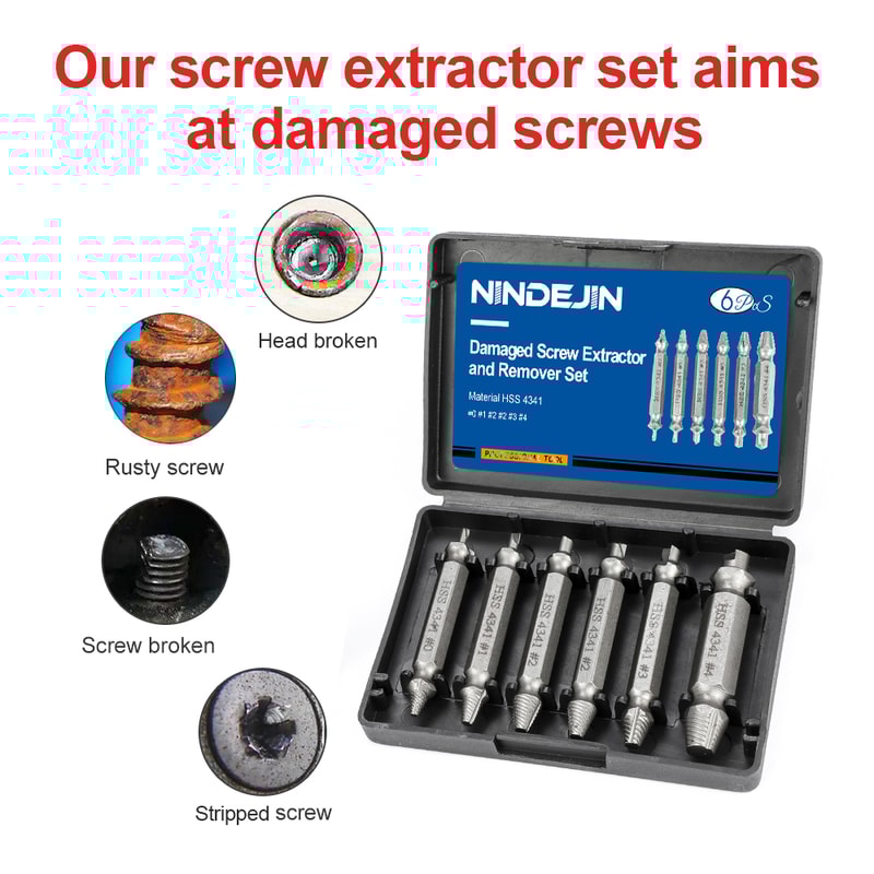 Damaged Screw Extractor Set Broken Bolt Stud Remover Tool For Easy Repair 2
