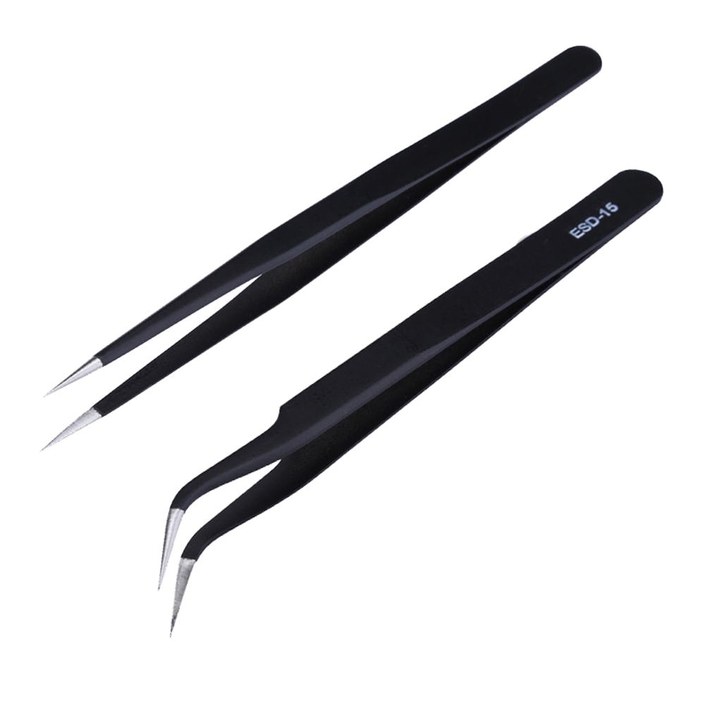 Anti-Static Precision Tweezers Set Stainless Steel ESD Tweezers for Electronics Repair