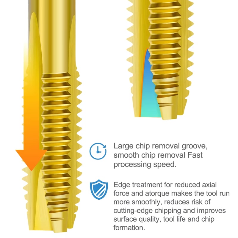 HSS Titanium Coated Screw Tap Drill Bit Metric Straight Flute Thread Tap Hand Tools 1
