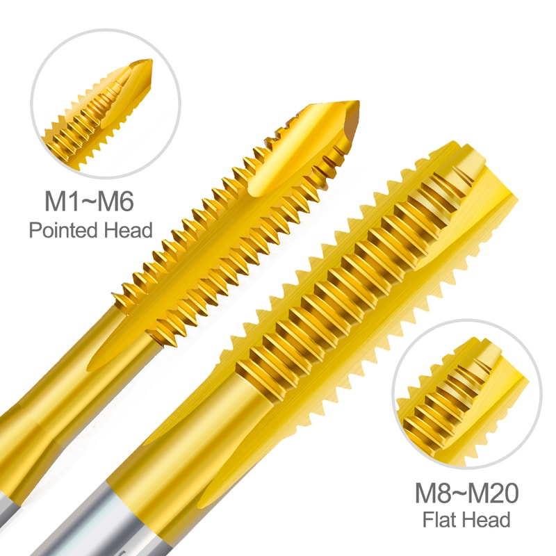 HSS Titanium Coated Screw Tap Drill Bit Metric Straight Flute Thread Tap Hand Tools 2