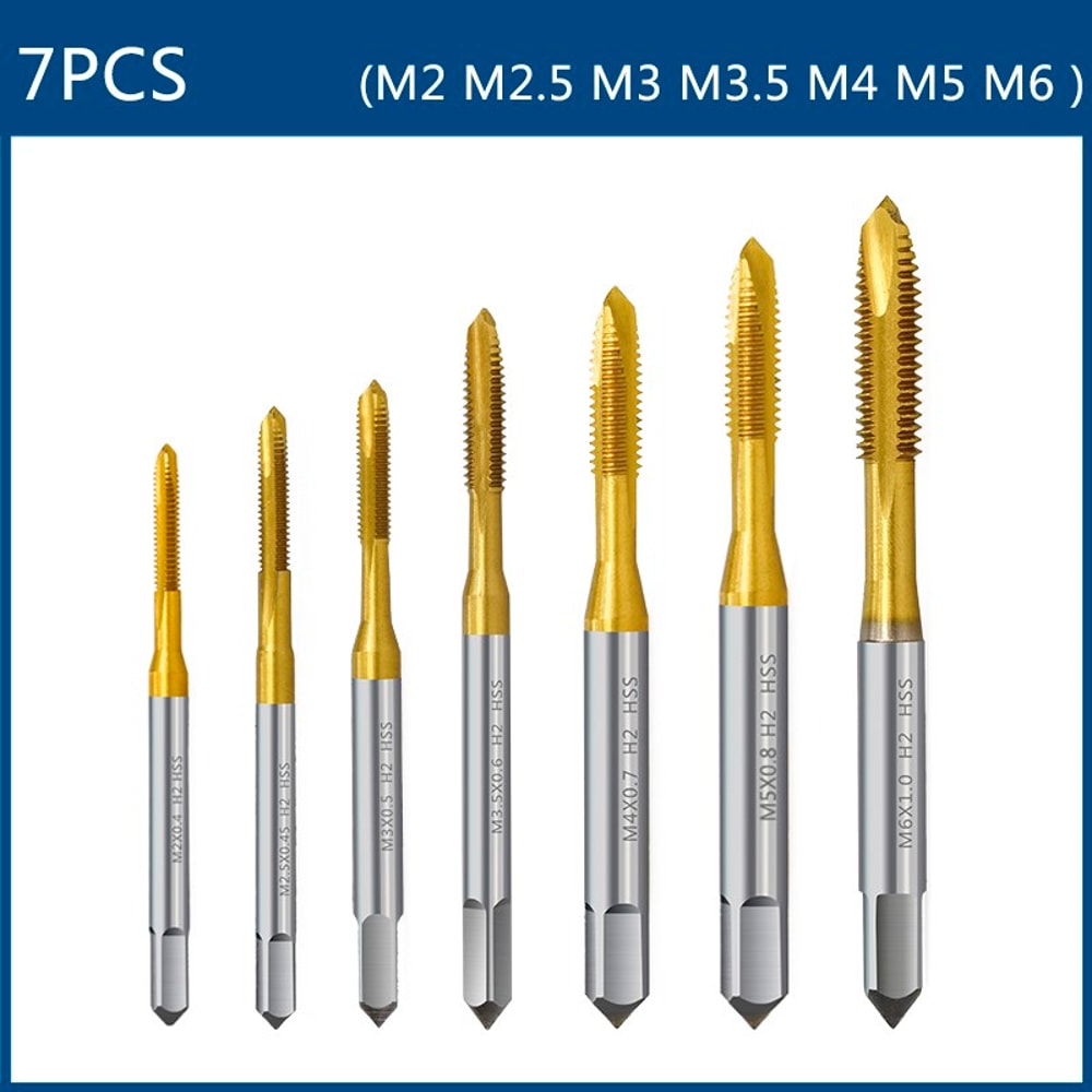HSS Titanium Coated Screw Tap Drill Bit Metric Straight Flute Thread Tap Hand Tools 5