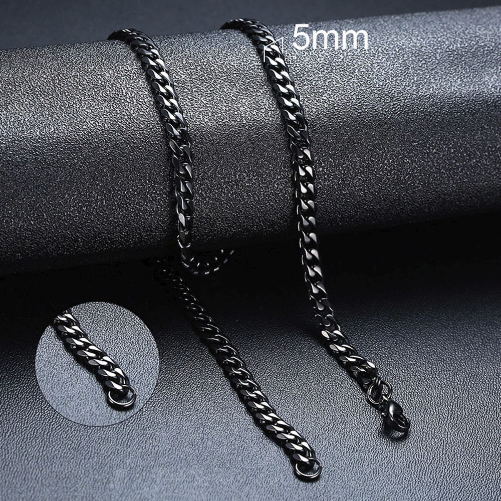 Cuban Chain Necklace For Men Women Stainless Steel Curb Link Choker Vintage Solid Metal 5