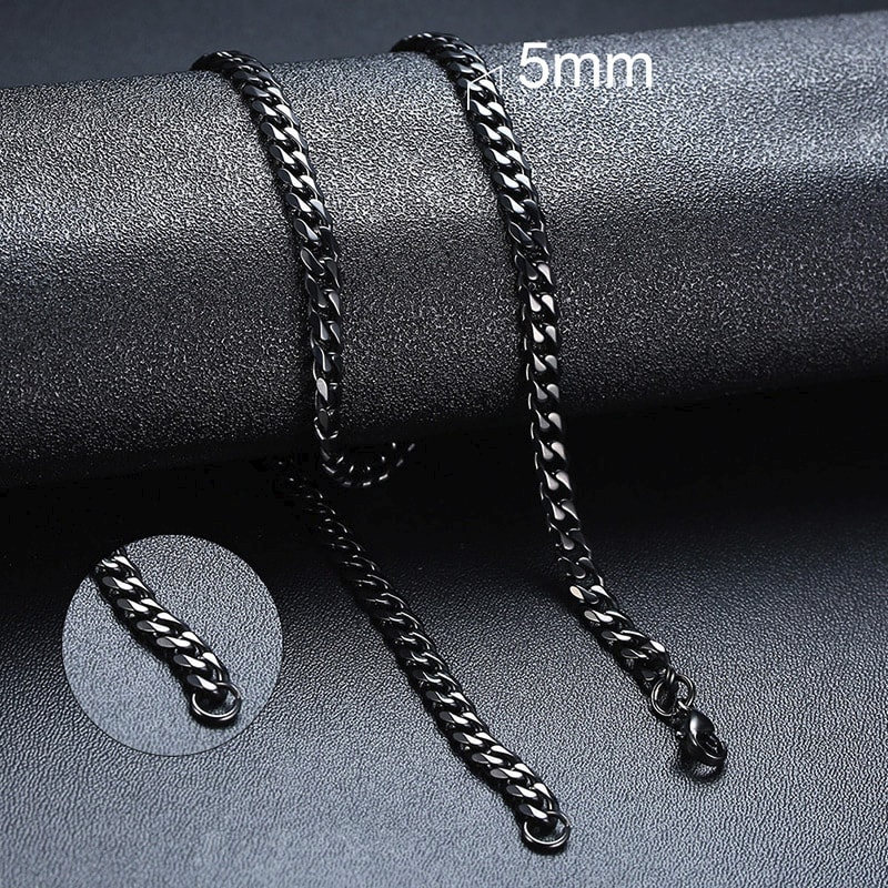 Cuban Chain Necklace For Men Women Stainless Steel Curb Link Choker Vintage Solid Metal 5
