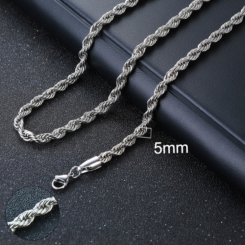 Cuban Chain Necklace For Men Women Stainless Steel Curb Link Choker Vintage Solid Metal 7