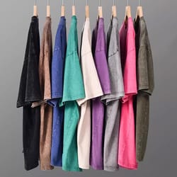 vintage oversized men's acid wash t-shirt street hip hop punk casual cotton tee