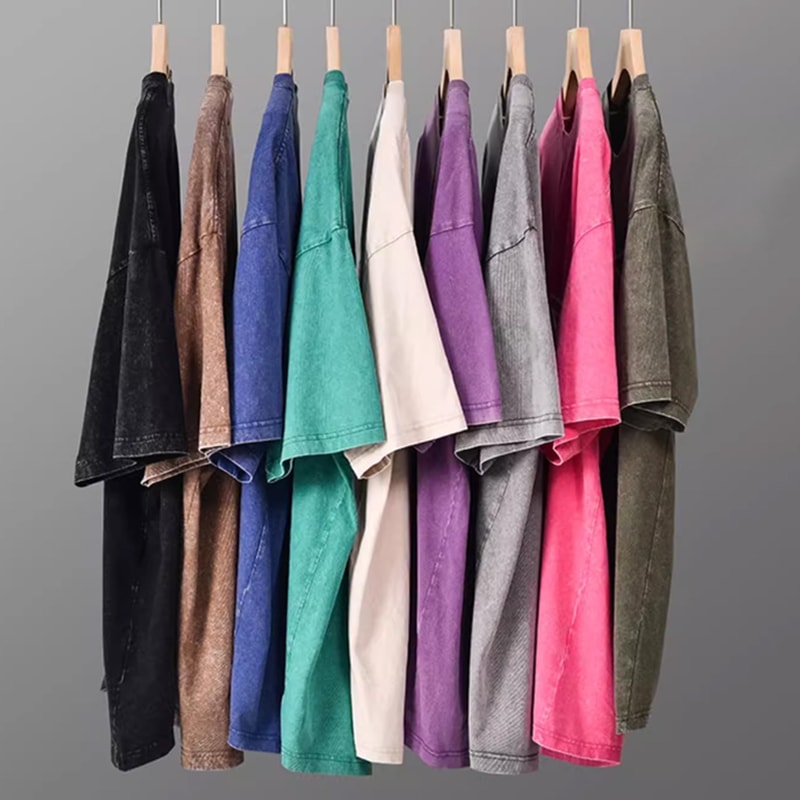 Vintage Oversized Mens Acid Wash TShirt Street Hip Hop Punk Casual Cotton Tee 0