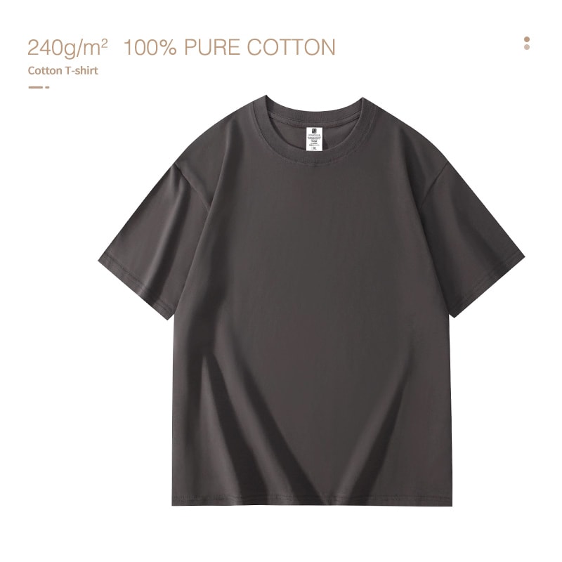 Heavy Cotton Plain TShirt For Men Trendy Casual Summer Short Sleeve Tee In Solid Color 4