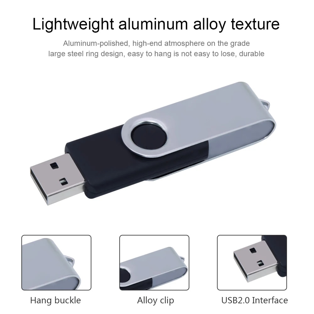 Metal USB Flash Drive Portable Swivel USB Drive Durable Metal USB Flash Drive Storage Stick 1