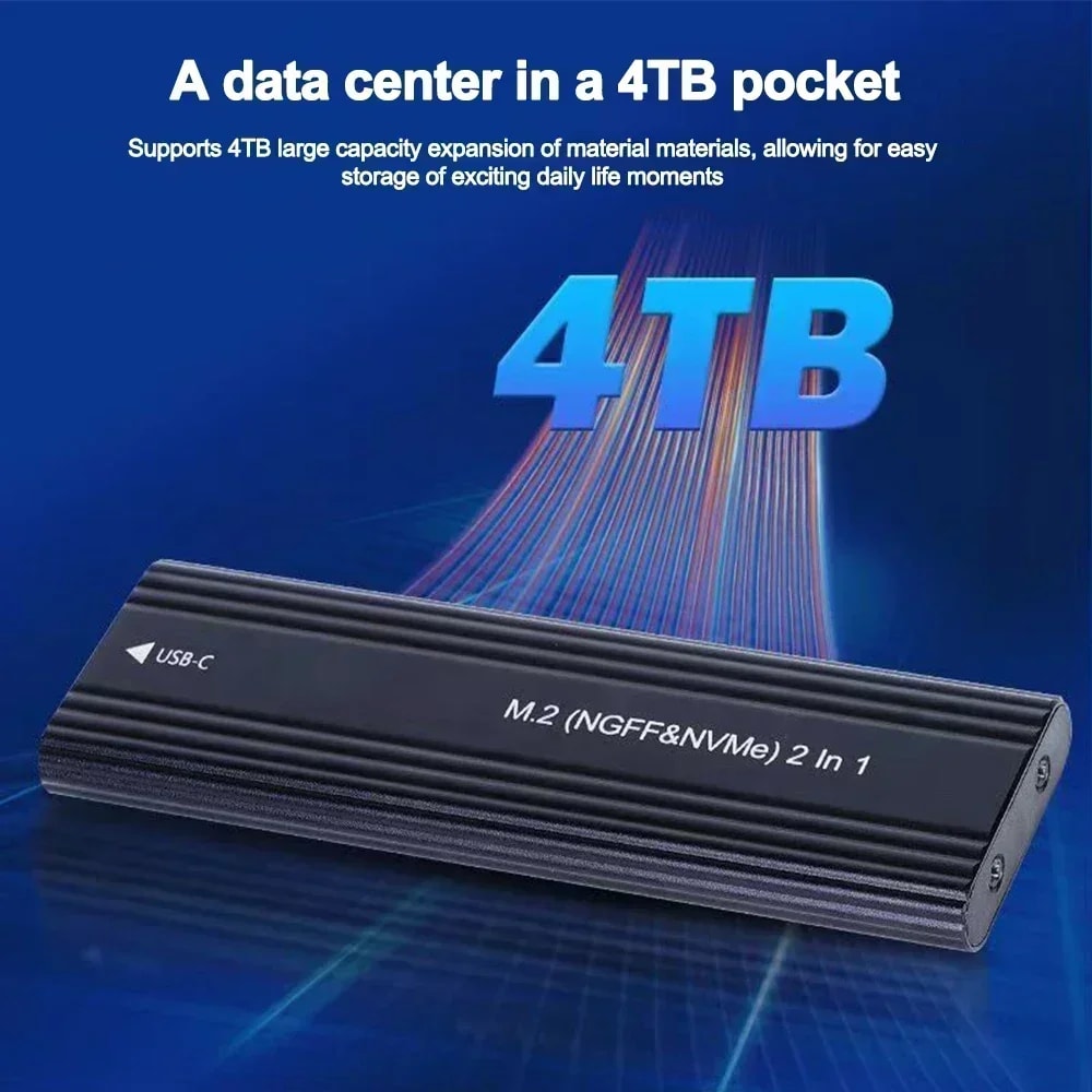 Portable SSD Enclosure USB C External NVMe SSD Case Aluminum