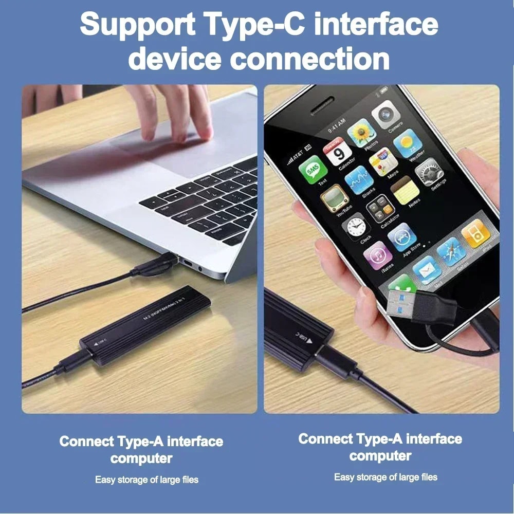 Portable SSD Enclosure USB C External NVMe SSD Case Aluminum