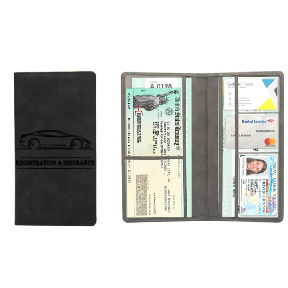 Premium Leather Car Registration Holder And Car Document Organizer Wallet For License Insurance Car 2