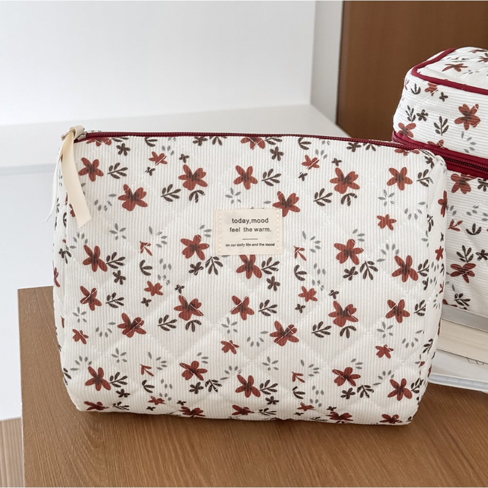 Retro Cherry Cotton Cosmetic Travel Bag Cute Makeup Organizer Pouch For Women And Girls 13