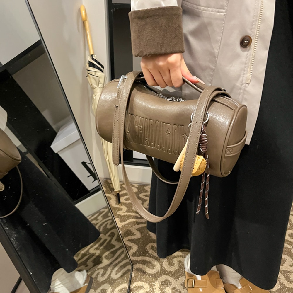 Elegant Cylinder Shoulder Bag for Women Designer Crossbody Handbag with Pendant