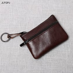 leather mini coin purse handmade, portable cowhide wallet for keys & coins, retro zippered design