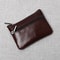 Leather Mini Coin Purse Handmade, Portable Cowhide Wallet for Keys & Coins, Retro Zippered Design