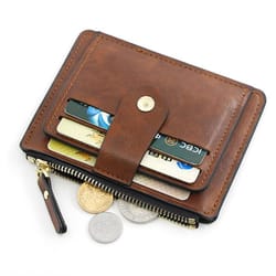 luxury slim leather wallet with coin pocket mens credit & id card holder