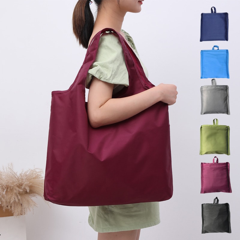Reusable Eco-Friendly Folding Shopping Bag Portable Shoulder Handbag for Travel & Grocery
