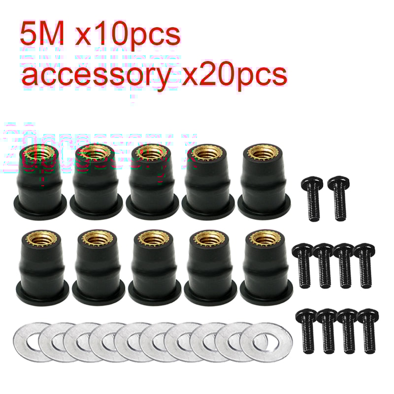 Motorcycle Windscreen Bolts Screws With Metric Rubber Well Nuts Durable Fasteners For Secure Windsh 6