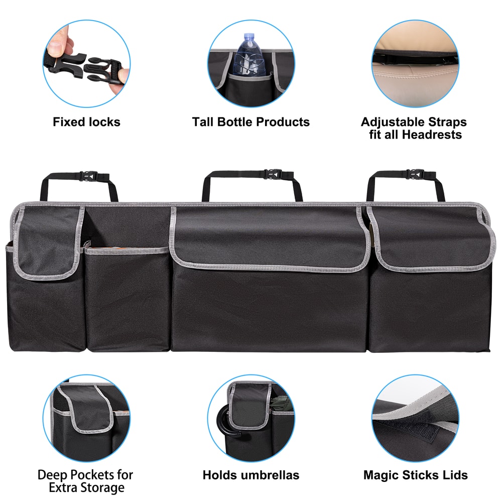 Car Trunk Organizer For SUV Premium Backseat Hanging Storage Bag With Pockets 4