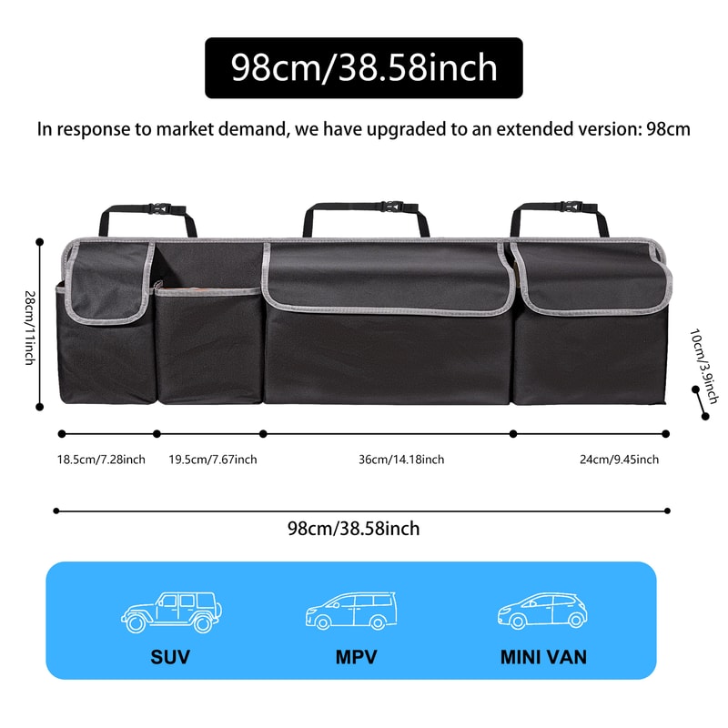 Car Trunk Organizer For SUV Premium Backseat Hanging Storage Bag With Pockets 5