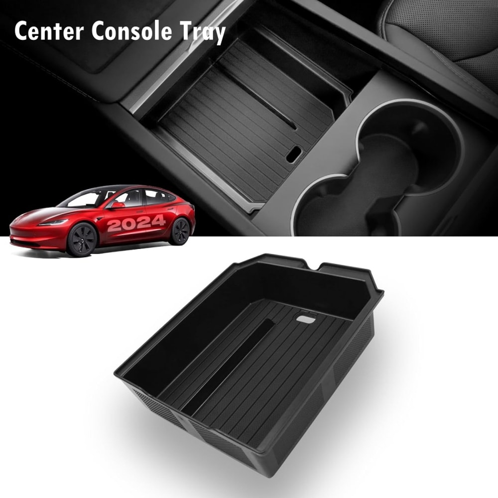 Tesla Model Y Juniper Model Highland ABS Center Console Organizer Tray Premium Armrest Storage Box 3