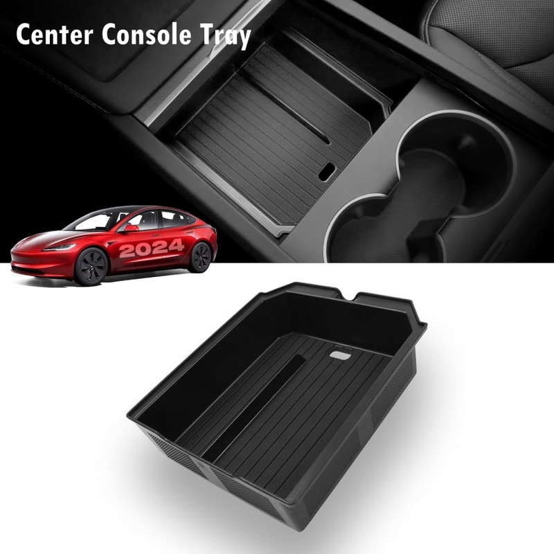 Tesla Model Y Juniper Model Highland ABS Center Console Organizer Tray Premium Armrest Storage Box 3