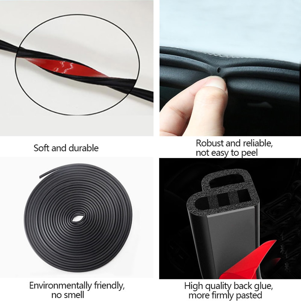Car Door Seal Strip Rubber Double Layer Soundproof Weatherproof Protector For Car Door Hood Trunk 2
