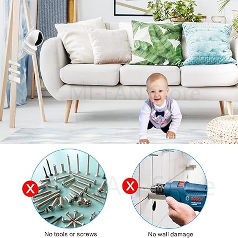 Flexible Baby Monitor Wall Mount Camera Holder Stand Adjustable, Hole-Free Crib Mount