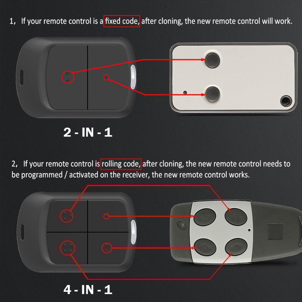 Multifrequency Garage Door Remote Control Duplicator Auto Scan Clone Code Grabber Gate Opener 4