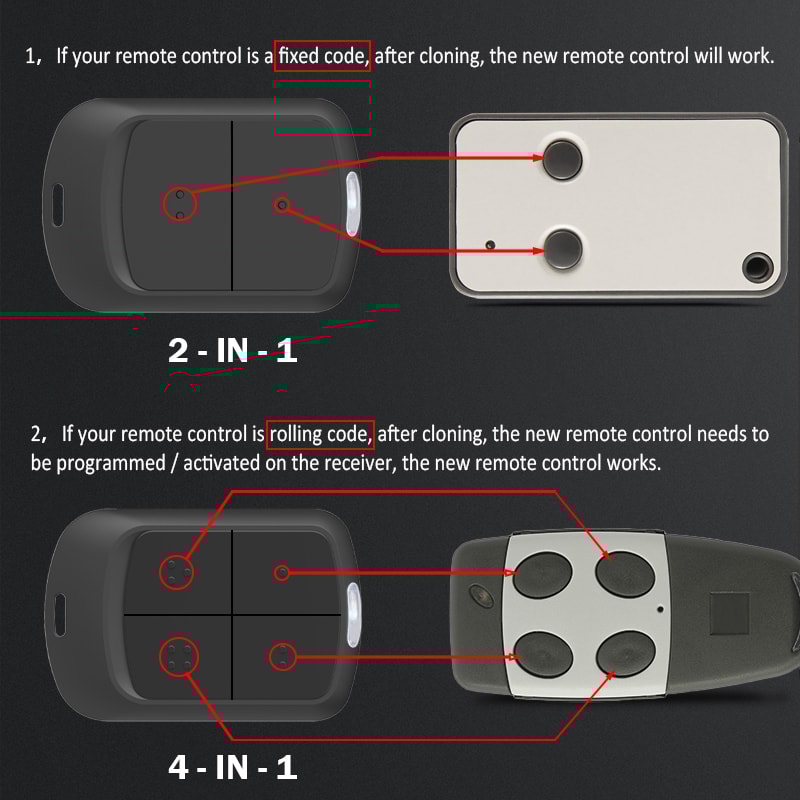 Multifrequency Garage Door Remote Control Duplicator Auto Scan Clone Code Grabber Gate Opener 4