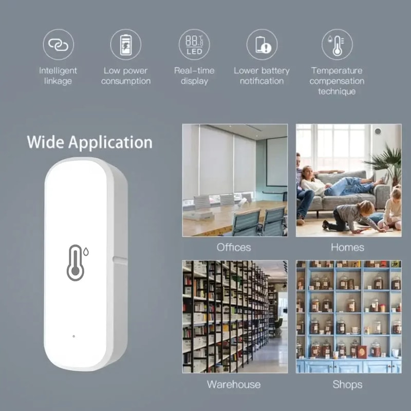 Smart WIFI Temperature And Humidity Sensor For Smart Homes Works With Alexa Google Assistant 4