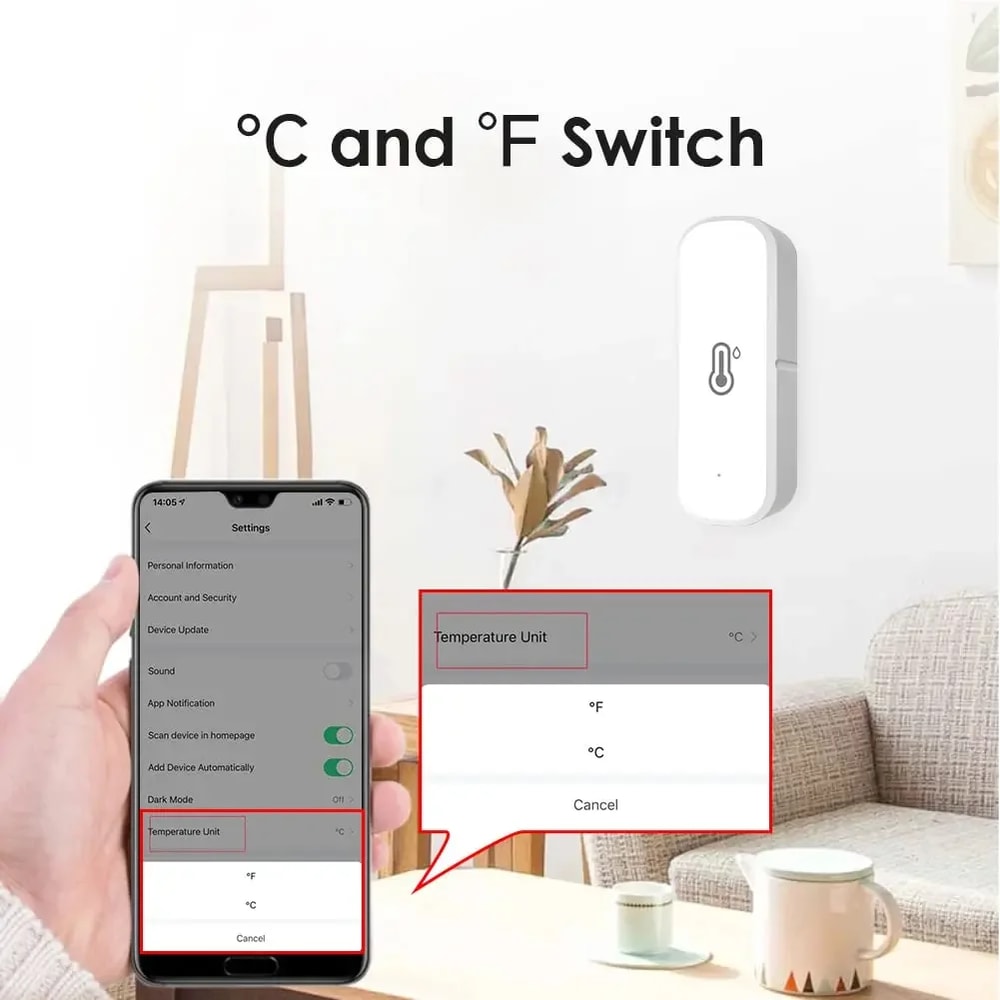 Smart WIFI Temperature And Humidity Sensor For Smart Homes Works With Alexa Google Assistant 2