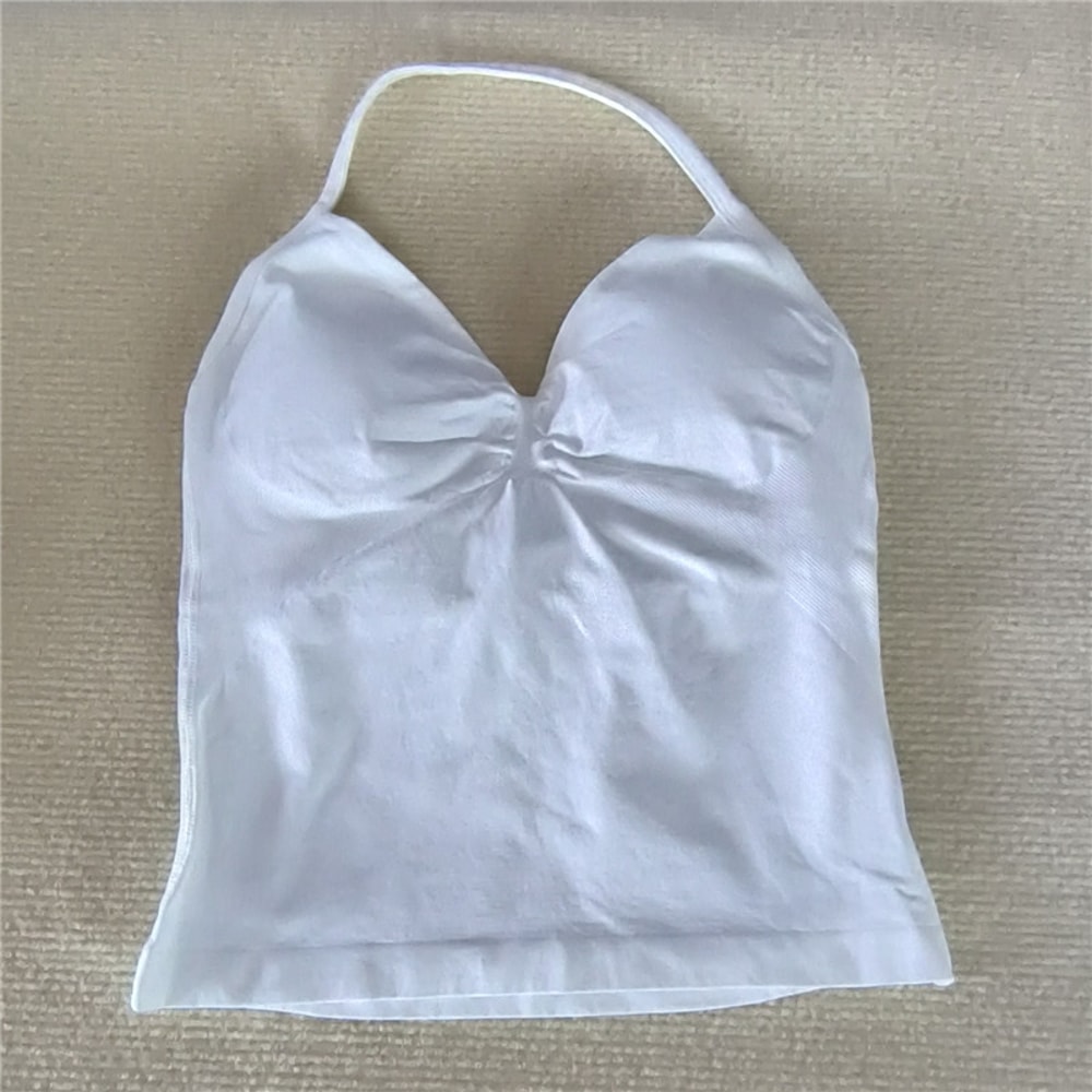 Sexy V Neck Gym Tank Top Seamless Sports Running Tank Slim Fit Yoga Padded Workout Vest For Women 10