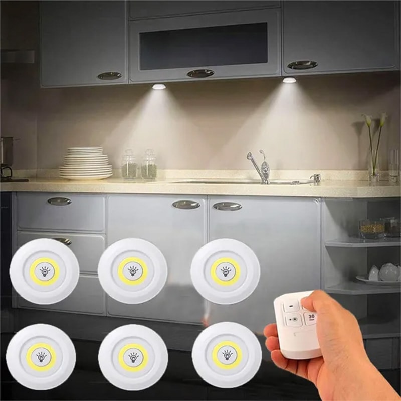 Dimmable LED Under Cabinet Light With Remote Control Battery Operated LED Closet Lights 0