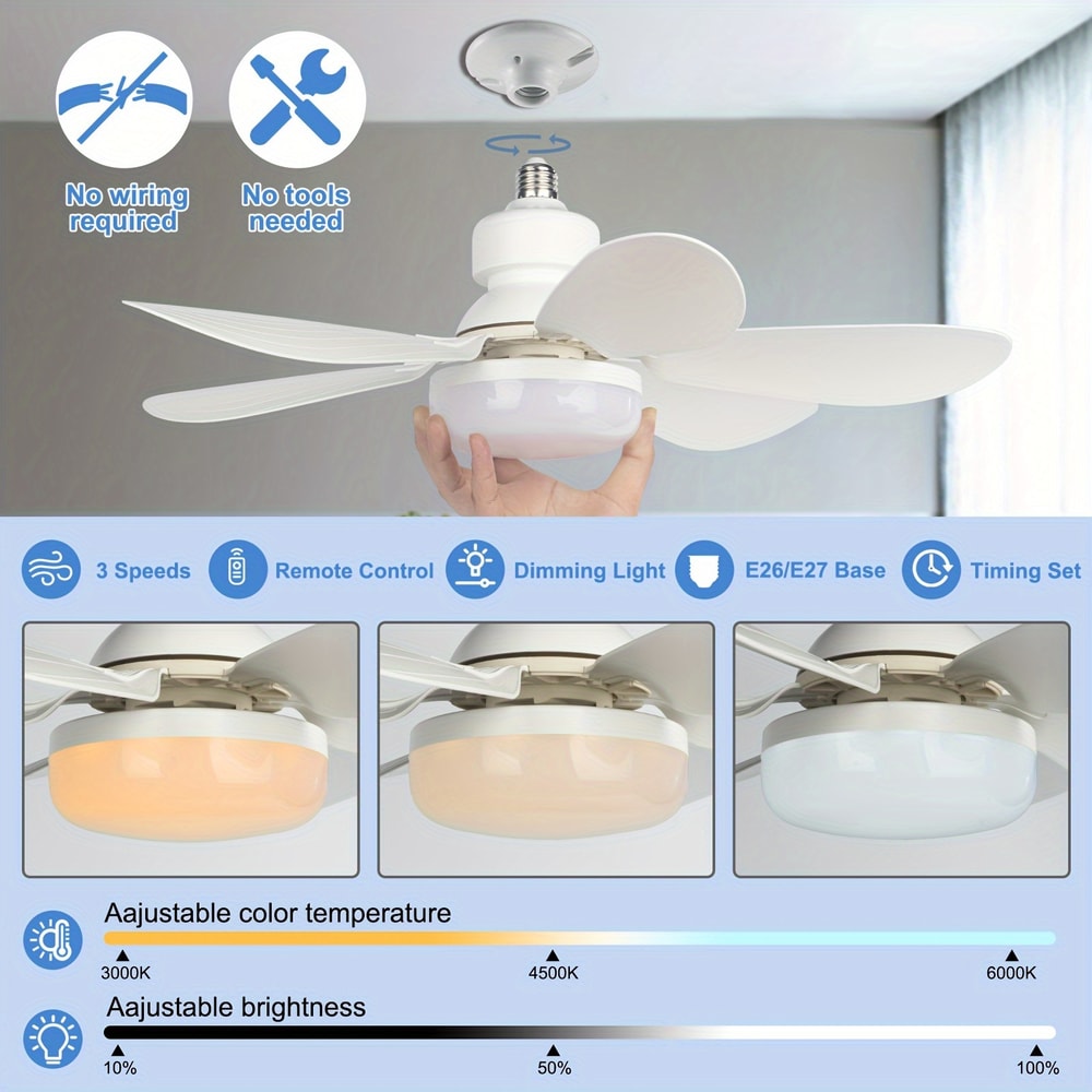 LED Ceiling Fan Light With Remote Control Screw Fan Light With Socket 4