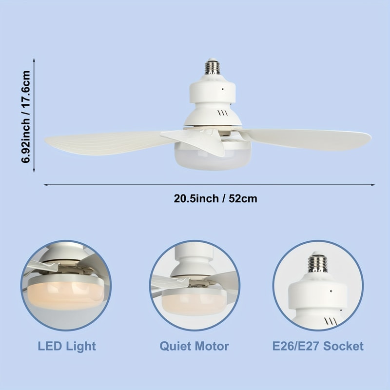 LED Ceiling Fan Light With Remote Control Screw Fan Light With Socket 5