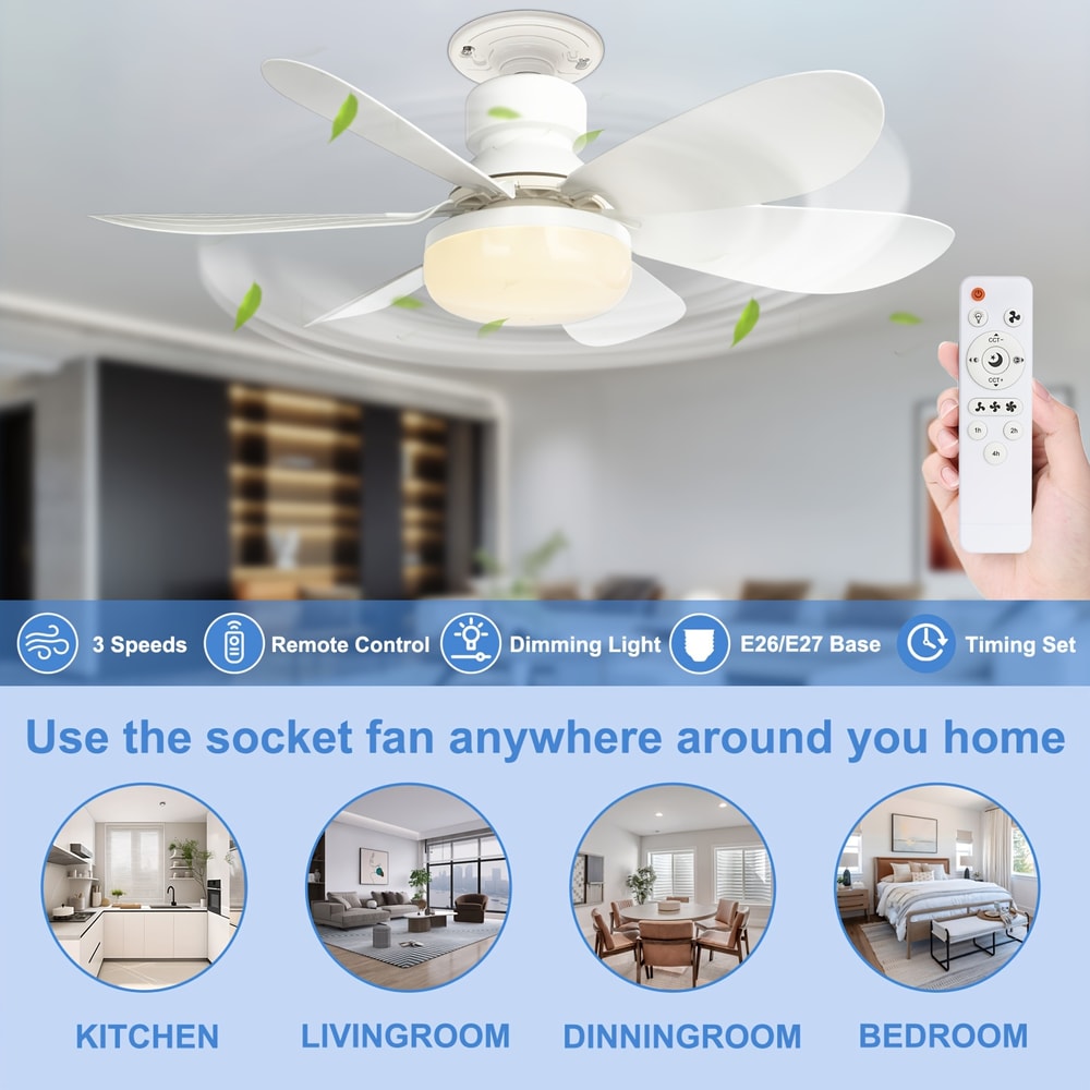 LED Ceiling Fan Light With Remote Control Screw Fan Light With Socket 3